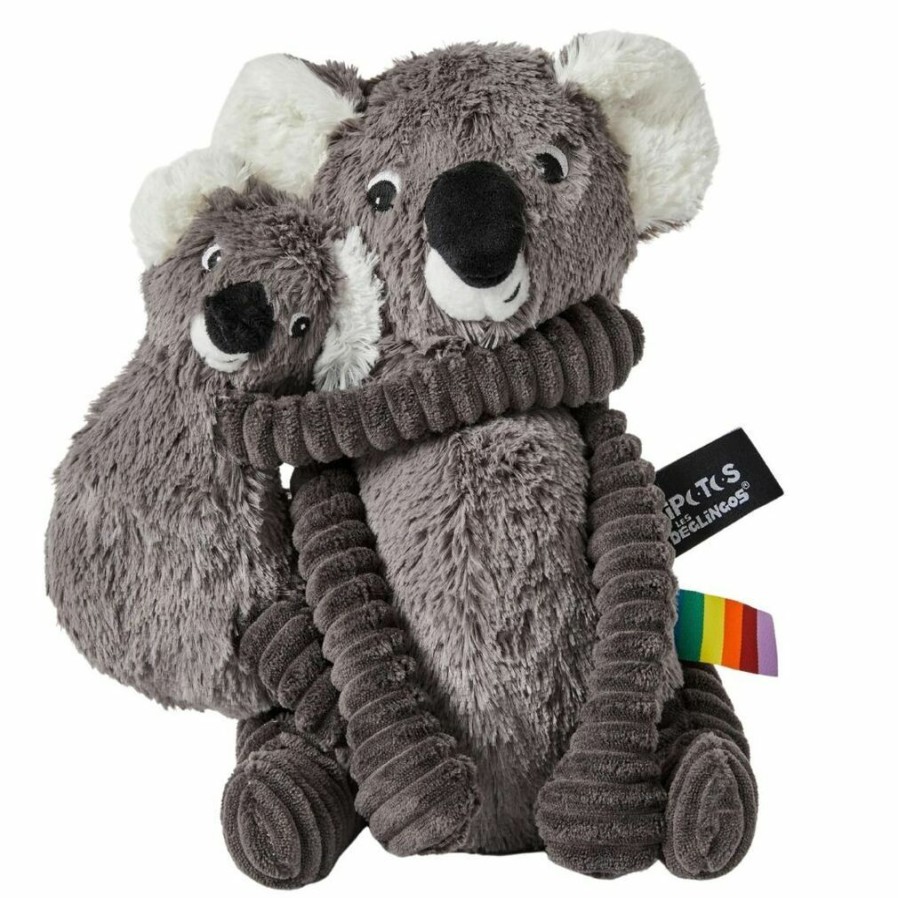 Baby Safe * | Bargain Sale Les Deglingos Ptipotos Grey Koala Mum And Baby Stuffed Animal 26Cm