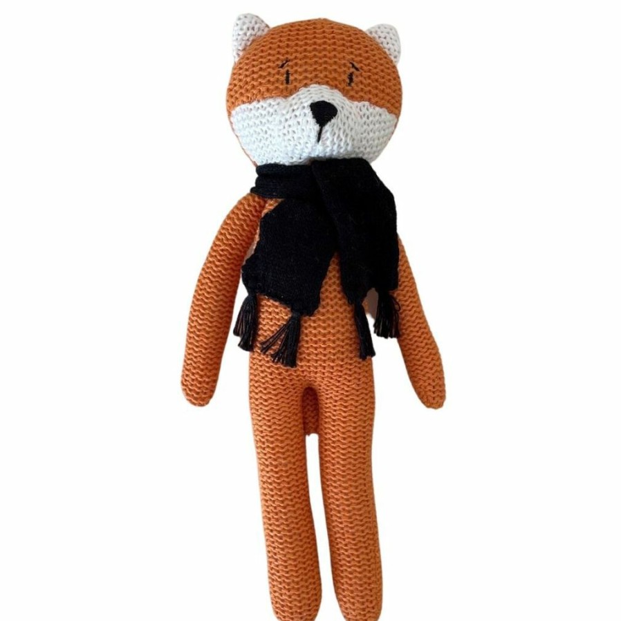 Baby Safe * | Fashion Knitted Large Fox Orange Soft Toy | Es Kids Plush Toy