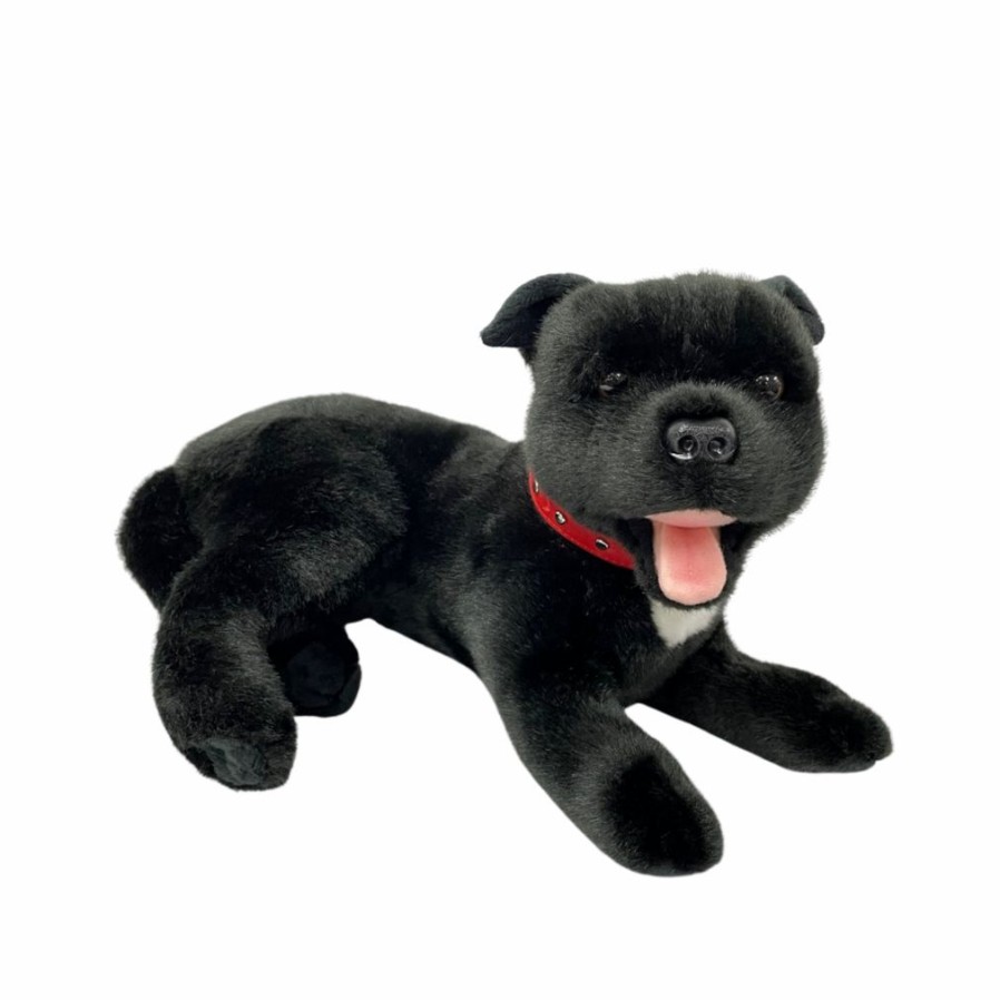 Animals * | Bocchetta Plush Toys Free Delivery Staffy Bull Terrier (Black) Stuffed Toy Pepper Bocchetta Plush