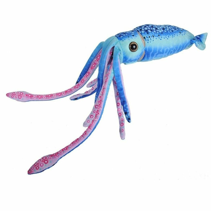 Animals * | Top Sell Blue Squid Stuffed Animal Plush Toy Cuddlekins Wild Republic