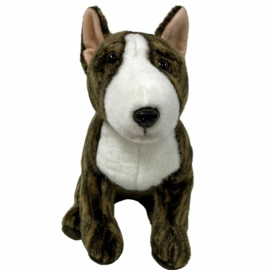 Animals * | Discount Bull Terrier Brindle Dog Sitting Soft Plush Toy 30Cm Stuffed Animal Faithful Friends Collectables