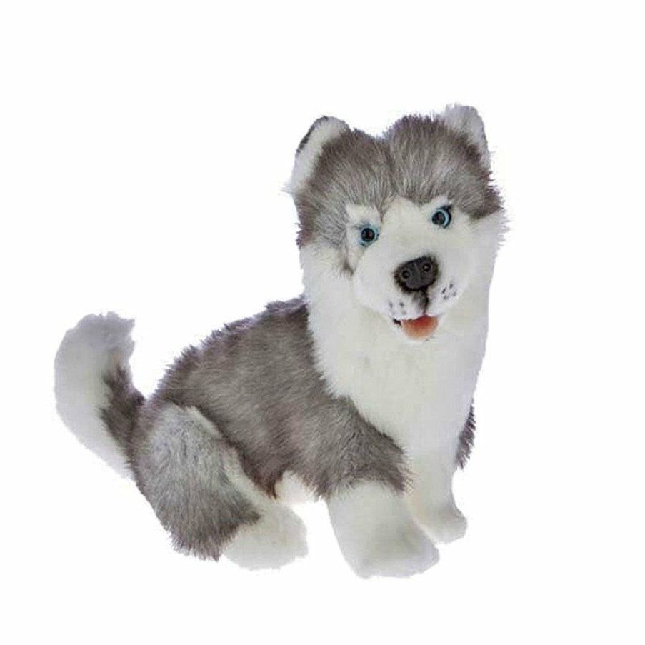 Animals * | Top Sell Husky Dog / Puppy Stuffed Animal Plush Toy, Small, Button Bocchetta Plush Toys