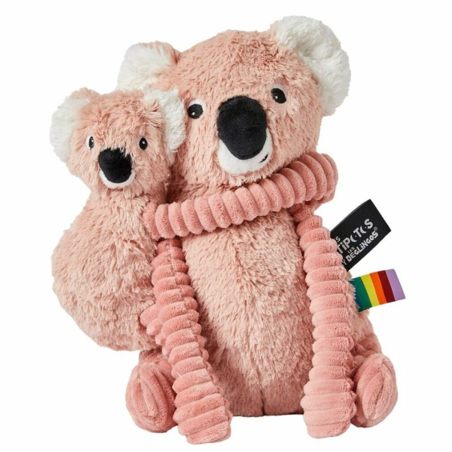 Animals * | Opening Sales Les Deglingos Ptipotos Pink Koala Mum And Baby Stuffed Animal 26Cm