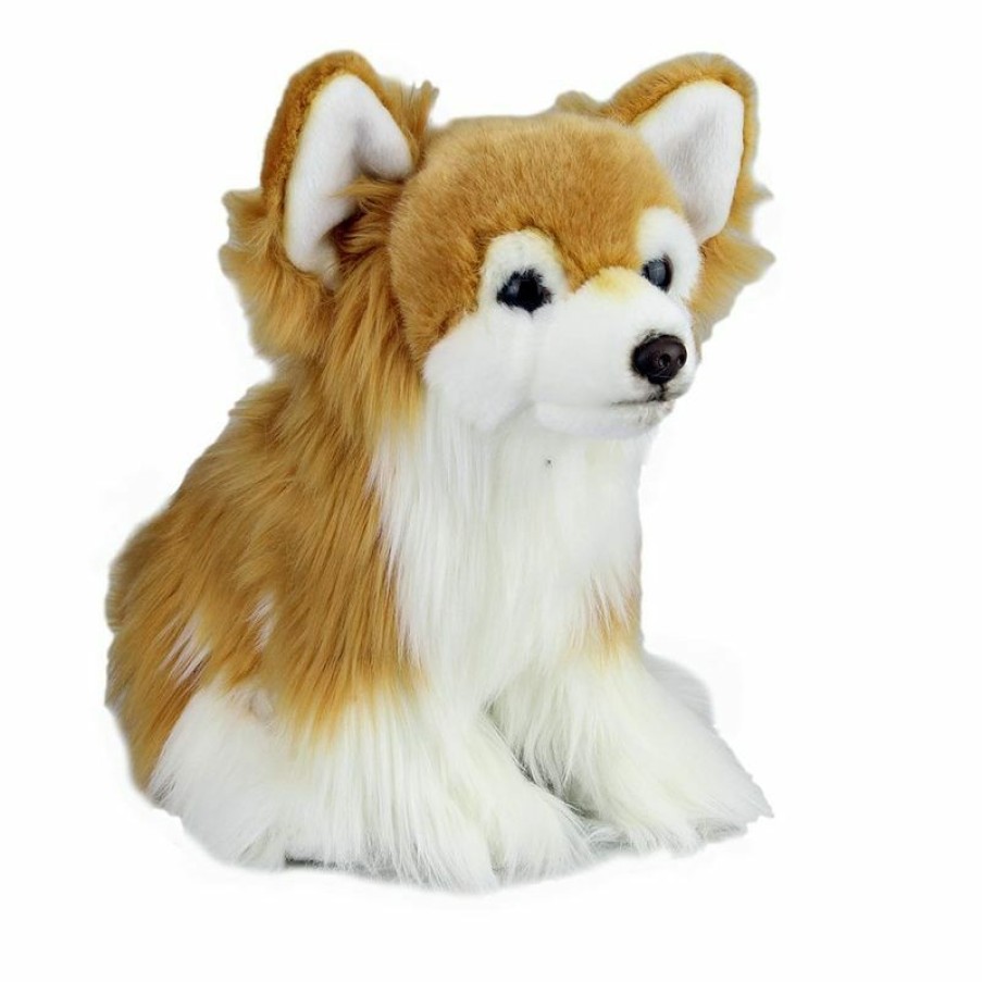 Animals * | Promotions Chihuahua Dog Long Hair Sitting Soft Plush Toy 30Cm Stuffed Animal Faithful Friends Collectables