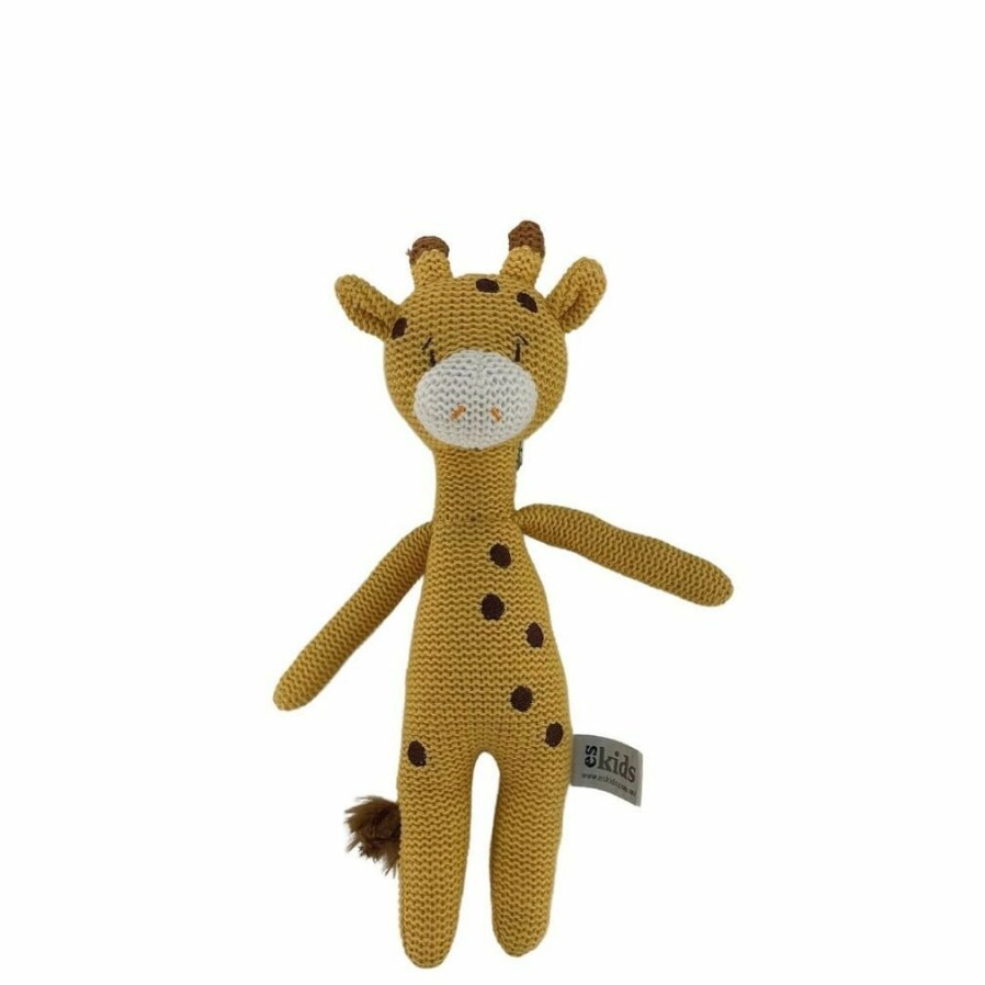 Baby Safe * | Fashion Knitted Giraffe Rattle Soft Toy | Es Kids Plush Toy