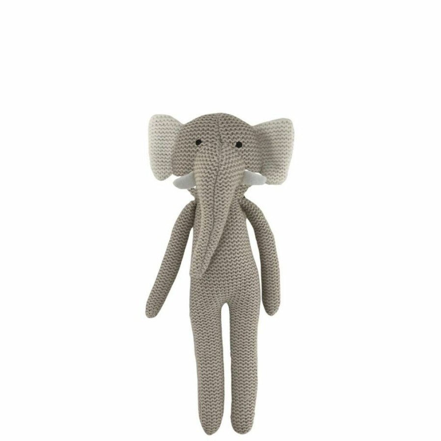 Baby Safe * | Best Price Knitted Elephant Rattle Soft Toy | Es Kids Plush Toy