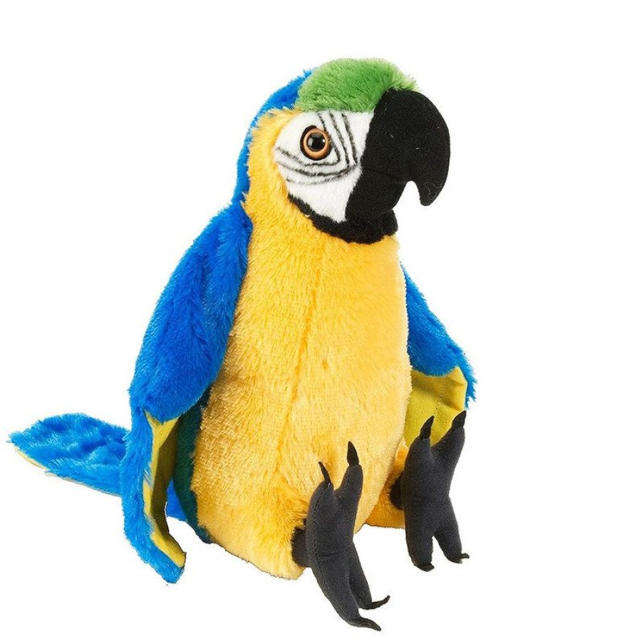 Animals * | Top Sell Bird Macaw Parrot Yellow And Blue Soft Plush Toy Cuddlekins By Wild Republic