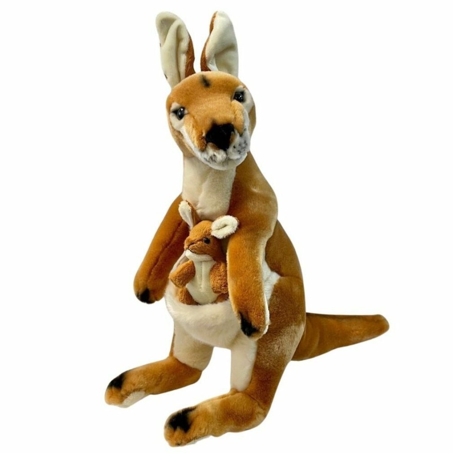 Animals * | Bocchetta Plush Toys Opening Sales Red Kangaroo & Joey Stuffed Animal Plush Toy Dodger Bocchetta Plush