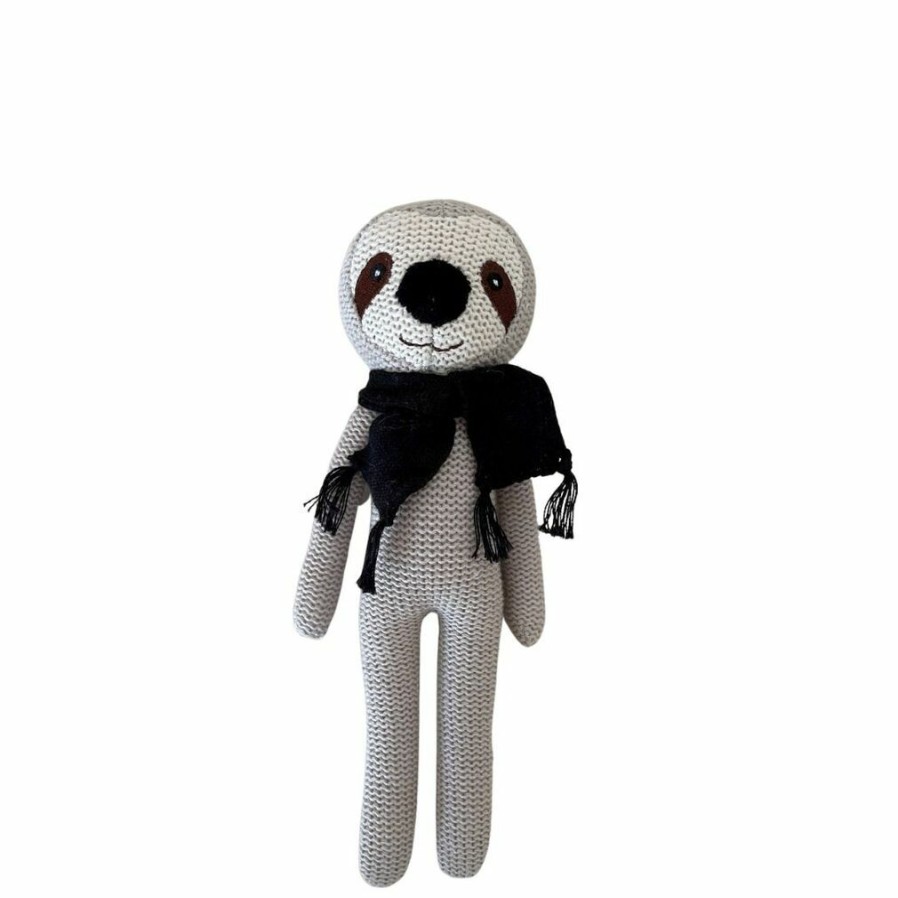 Baby Safe * | Gift Selection Knitted Sloth Rattle Soft Toy | Es Kids Plush Toy