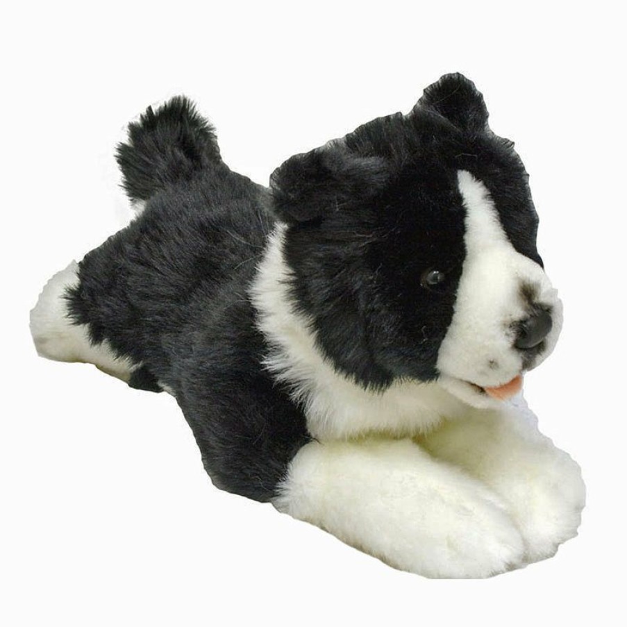 Animals * | Bocchetta Plush Toys Outlet Border Collie Lying Small Stuffed Animal Patch Bocchetta Plush