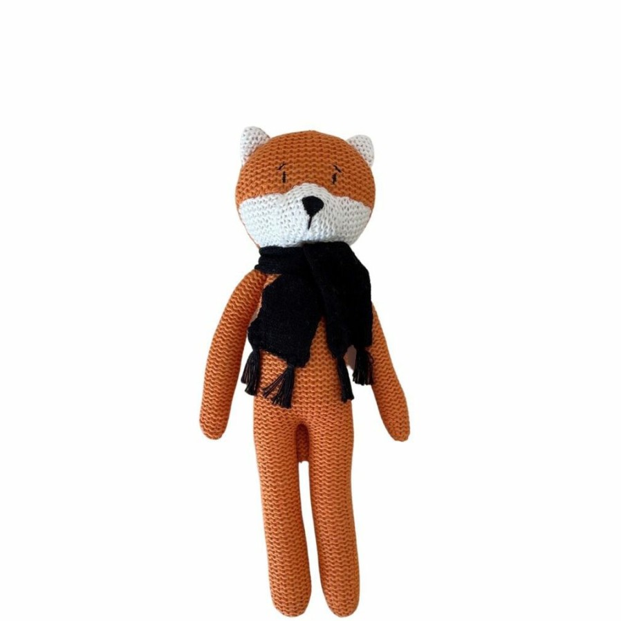 Baby Safe * | Promotions Knitted Fox Rattle Soft Toy | Es Kids Plush Toy