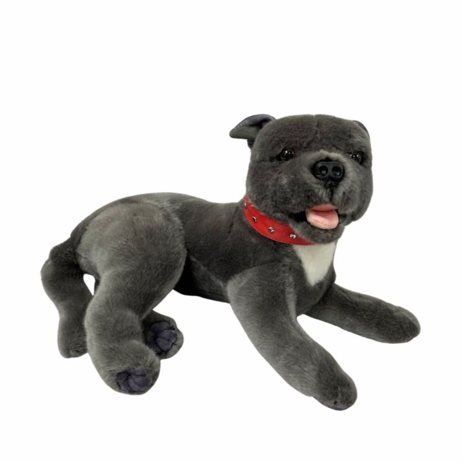 Animals * | Bocchetta Plush Toys Quick Delivery Grey Staffy Bull Terrier Stuffed Toy Flint Bocchetta Plush