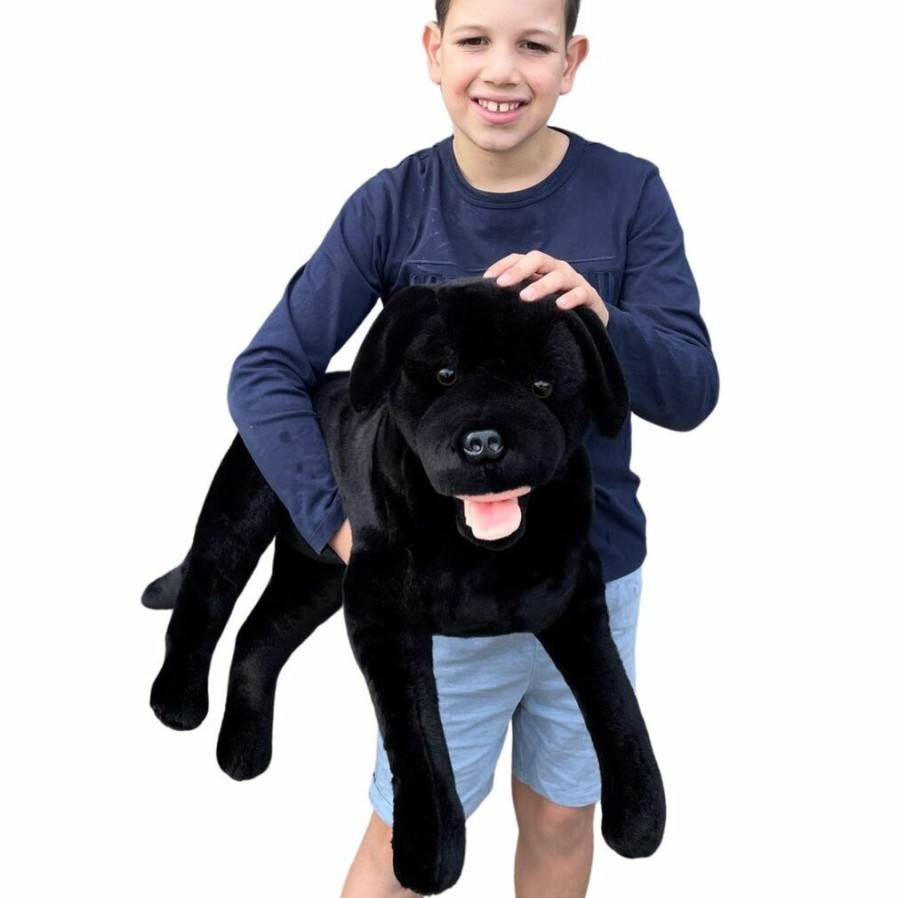 Animals * | Bocchetta Plush Toys Quick Delivery Lying Black Labrador Extra Large Stuffed Animal Plush Toy Bocchetta Plush