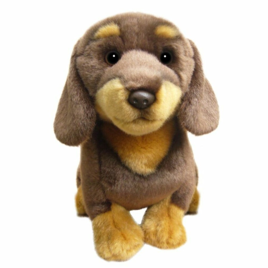 Animals * | Promotions Dachshund Dog Chco/Red Soft Plush Toy 30Cm Stuffed Animal Faithful Friends Collectables