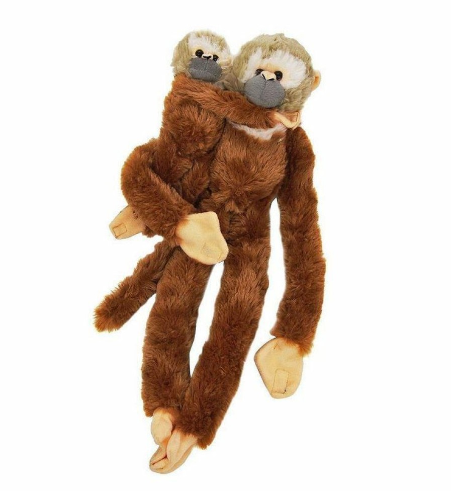 Animals * | Promotions Hanging Squirrel Monkey With Baby Stuffed Animal Hug Of The Wild By Wild Republic